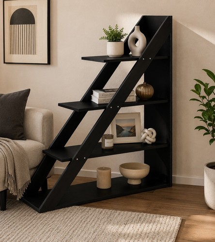 Walnut ladder bookcase tier - walnut,