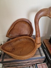 Hand carved wood swan with lid and removable neck/head