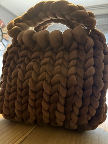 Brown crochet handbag - brown,