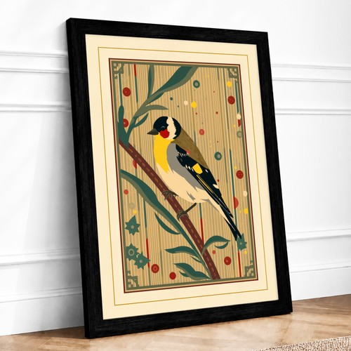 Bird art deco framed - wall,