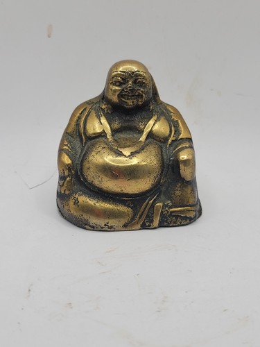 Vintage brass laughing buddha - brass,