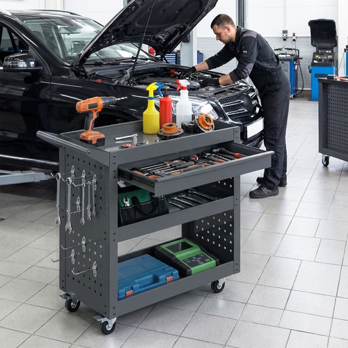 Steel tool trolley - steel,