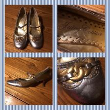 Juicy Couture Metallic Mary Jane Shoes Size 4 37 Womens Girls Made In Italy