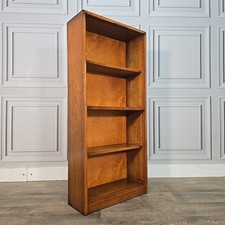 Vintage Solid Oak Bookcase – Small Narrow Book Shelf Shelves – Wood Mid Century