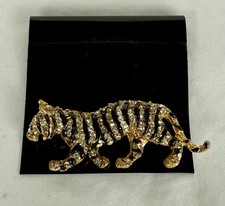 Gold Tone Tiger Brooch With