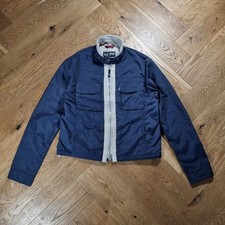 90's Armani Vintage Nylon Jacket Harrington Bomber Blue Shiny Lightweight Size M