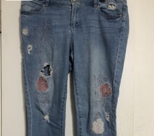 Floral Embroidered Distressed
