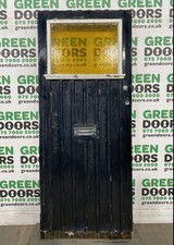 WOODEN HARDWOOD FRONT DOOR BLACK 1930'S EXTERNAL EXTERIOR SINGLE GLAZED USED