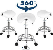 New Adjustable Hydraulic Spa Salon Swivel Bar Stool Saddle Chair Rolling White