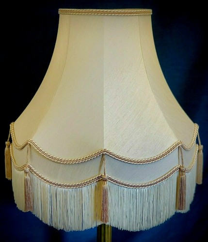 Cream and coffee lampshades - and,