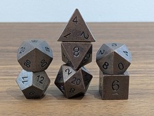 Metal Dice Set 7pcs Silver Rainbow Blood Splatter D&D TTRPG Polyhedral New DND