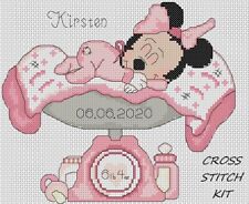 Cross Stitch Kit New Baby Birth Sampler minnie Mouse 2 FlowerPower37-uk