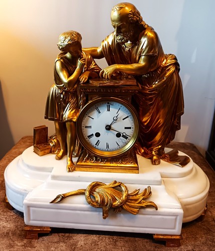 Antique french marble bronze - french, &