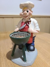 Retro BBQ Chef Figurine 8" Resin Rubber Novelty Ornament Sausage Garden Weird