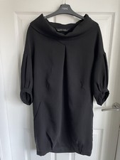 Ladies Black ZARA 3/4 Puff Sleeve Wide Roll Neck Formal Dress - Size Small