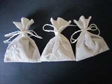 3 Handmade Lavender Bags Sachets Vintage White Embroidered Fabric