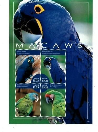 Nevis 2014 macaws sheet - -,