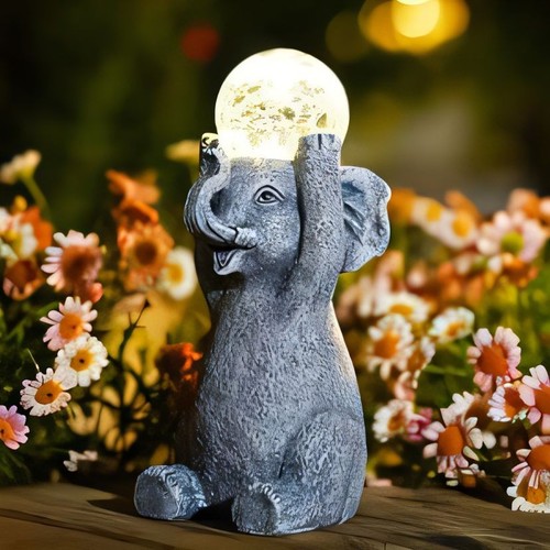 Solar elephant garden statue - elephant,