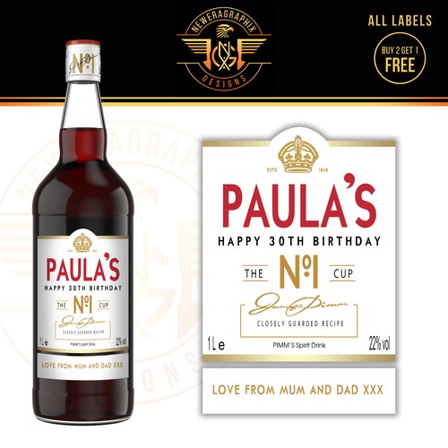 Personalised pimms bottle - personalised,
