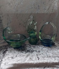 Mdina Seahorse Large Paperweight, Glass Basket And Aladdins Lamp Shape Bowl