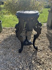 Victorian ebonised Hardwood marble plant jardiniere stand with Dragon Heads