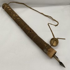 A Vintage African Quiver Case And Arrows X3 Leather &hide Binding.