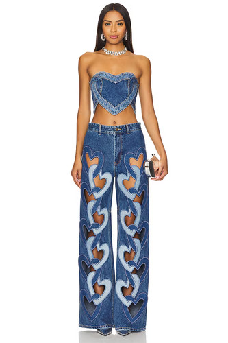 Area blue denim heart cutout - blue,