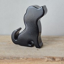 Black Dog Ornament Hand Cast Eco Resin  H7.5cm Gloss Minimalist Labrador Puppy