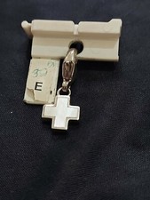 Charming By Ti Sento Swarovski  silver cross Pearl enamel  Charm Marked 925 