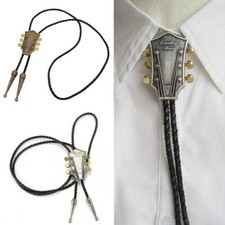 Vintage Guitar Western Cowboy PU Leather Necktie Bootlace Tie