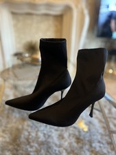 Primark Black pull on stretchy fabric Ankle Boots Sz 5 Eu38 stiletto heel NEW 