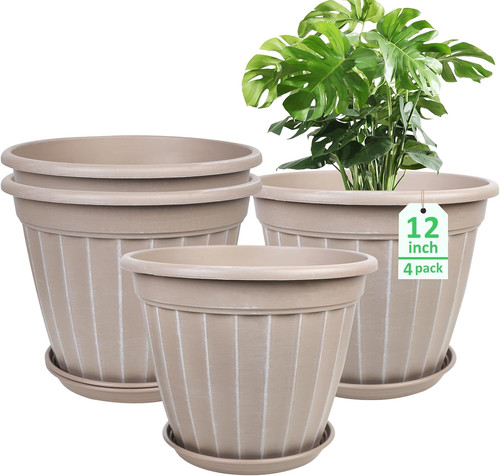 Beige tall planters set - 12",