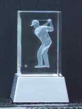 GOLFER@3D@CRYSTAL Laser Block@PLUS L.E.D.LIGHT BOX@PAPER-WEIGHT@DAD@GOLFING GIFT