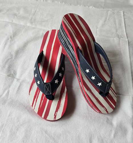 American flag wedge flip flops - flag,