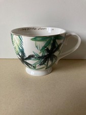 Large Footed Breakfast Cup Palm Tree Design with Gold Rim