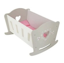 Chad Valley Wooden Dolls Crib  - Quilt & Pillow included. 3+ Years Dolls cot