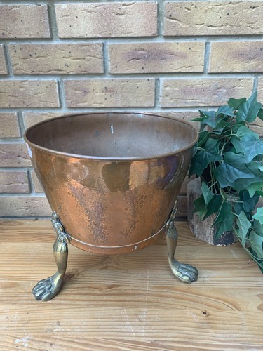 Antique copper planter brass - planter,