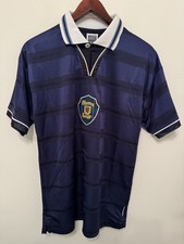 Scotland 1998 Retro Home Football Shirt Score Draw Blue Short Sleeve size large