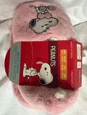 Peanuts Snoopy Fuzzy Footlet Slippers – Pink – Kids Size UK 2–3 (EU 23–26)