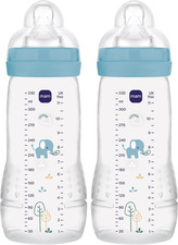 MAM Easy Active Bottles | 2 Pack (2 X 330Ml) | Fast Flow MAM Teats Size 3 | Baby