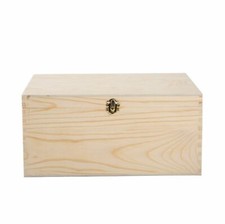 Wickerfield  Natural Finish Wooden Treasure Chest With Hinged Lid &Locking Clasp