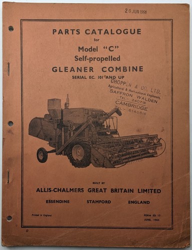 Parts catalogue for allis - parts,