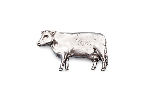 Pewter cow pin badge dairy - pewter,