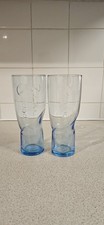 Pepsi Blue Highball Embossed Tall Glass 0.5L - 500ml x2 Both Excellent Condition