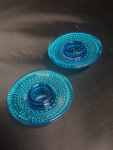 1960s blue glass candle stick - glass,