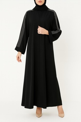 Elegant black abaya belted - elegant,