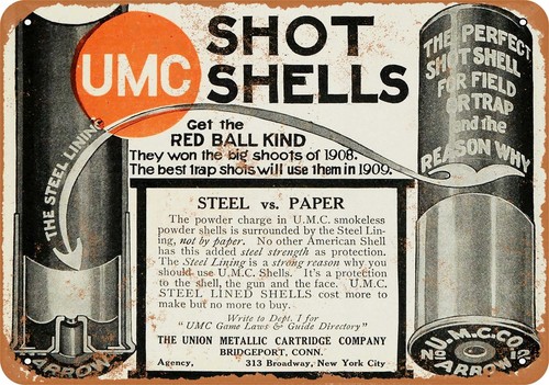 Metal sign 1909 umc shot - sign,
