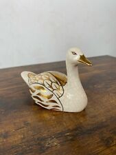 Emaux De Longwy 1798 French Porcelain Crackle Glaze Goose/ Duck Gold Accents