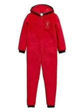 MENS OFFICIAL LIVERPOOL HOODED ALL IN ONE FOOTBALL PYJAMAS LFC FLEECE PYJS  LFC 