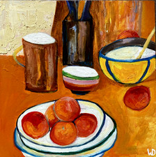Still Life Peaches signed oil